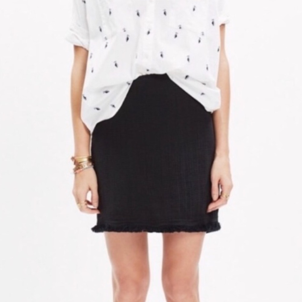 Madewell Hideaway Black Fringe Textured Mini Skirt - Size 6